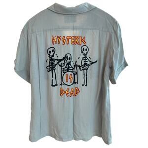 HYSTERIC GLAMOUR Chain Stitch Band Rat Button Up Shirt FREE